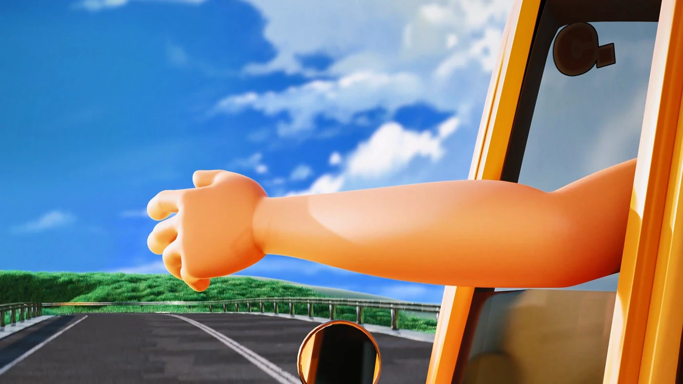 Close-up of an arm hanging out the car window against the sky