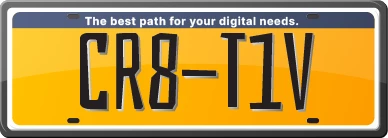 CR8-T1V license plate design, reading The best path for your digital needs