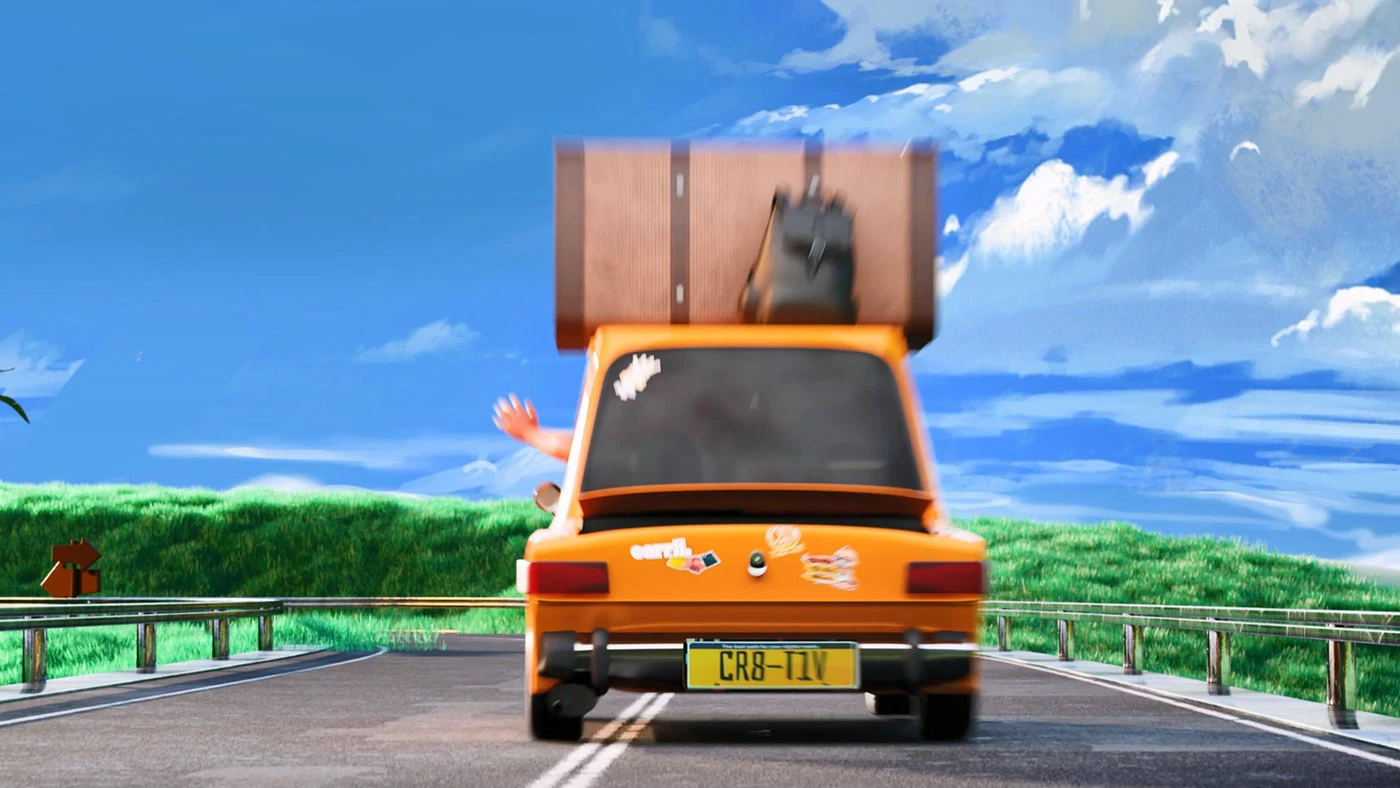 Close-up of the car's rear with luggage on the roof and the CR8-T1V license plate