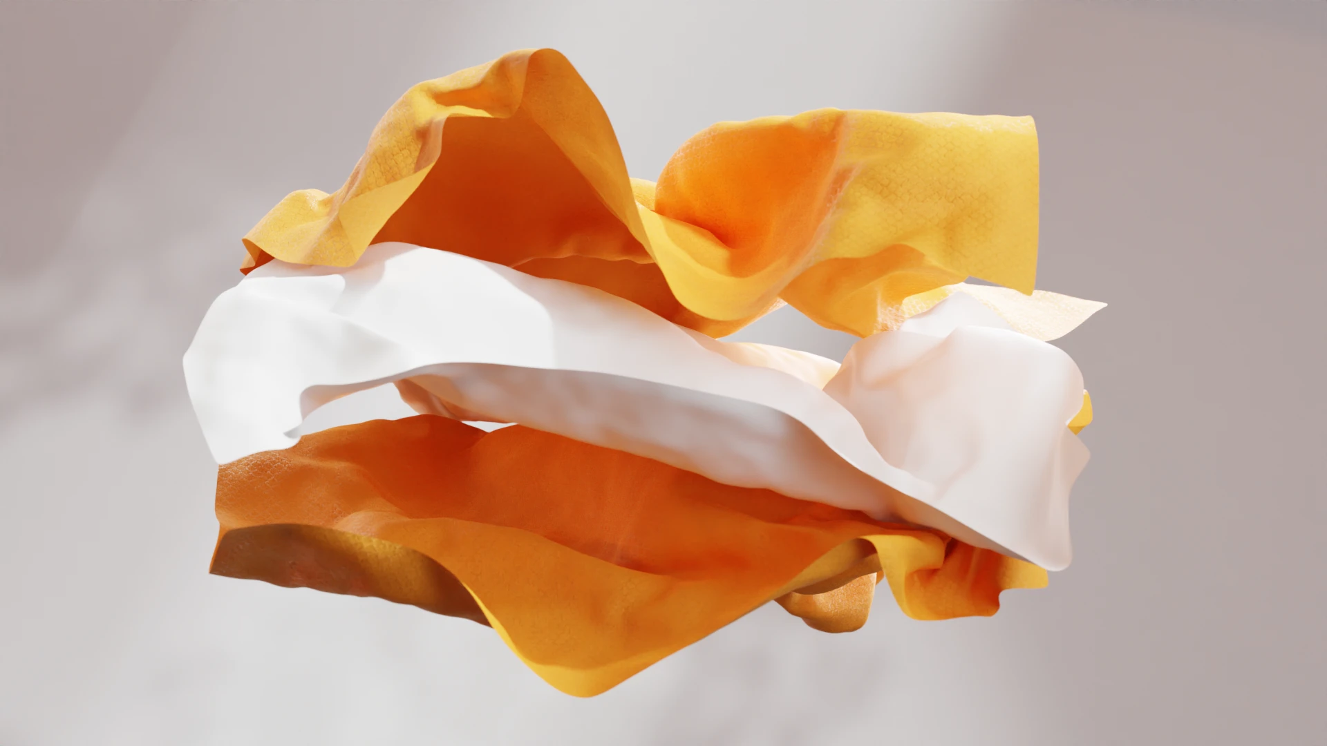 Orange and white cloth simulation render