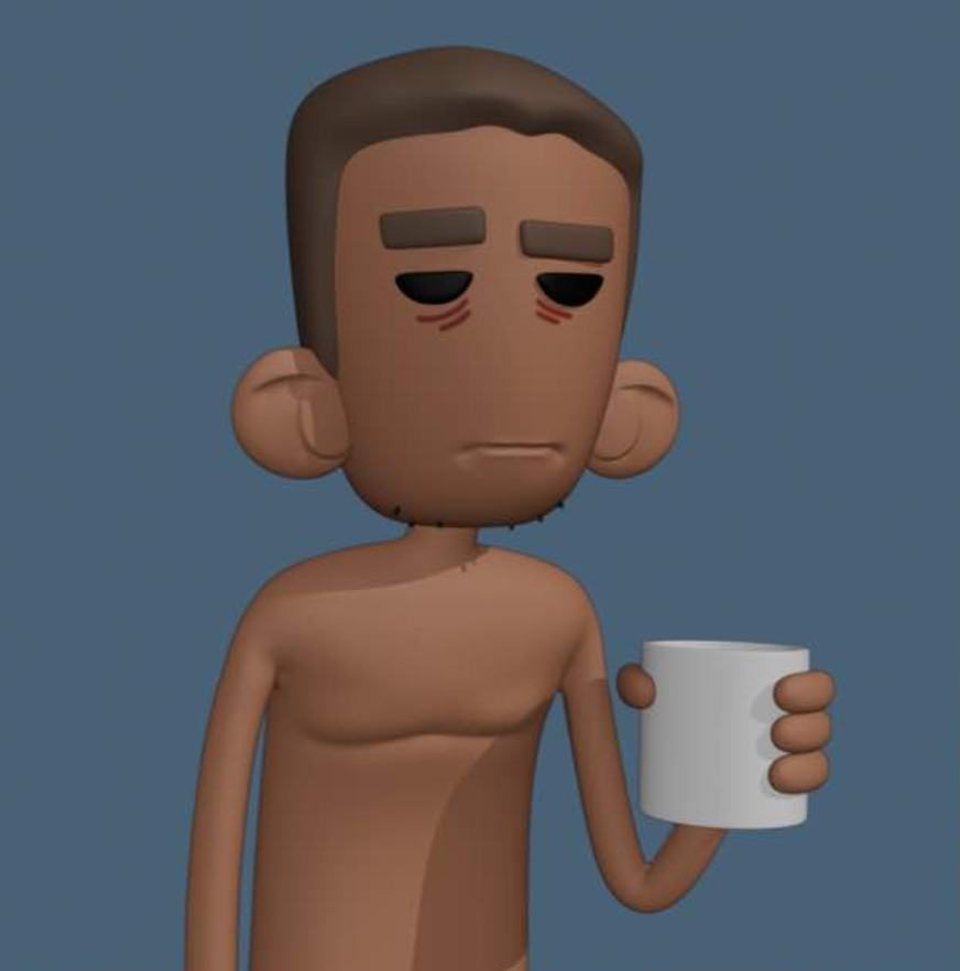 Frank, Technical Director, holding a mug