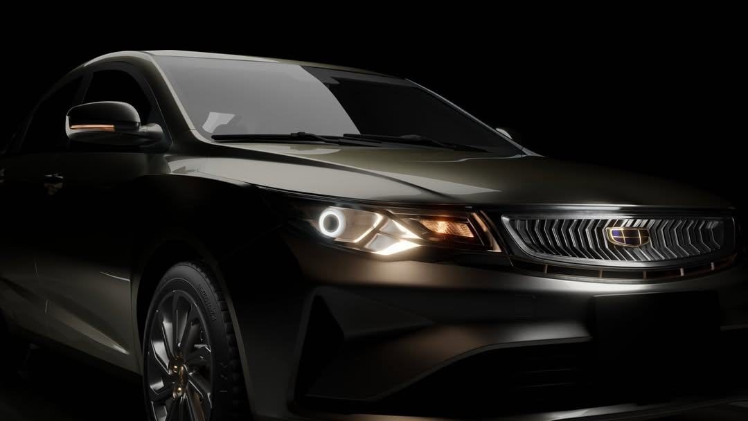 3D rendered car headlight close-up