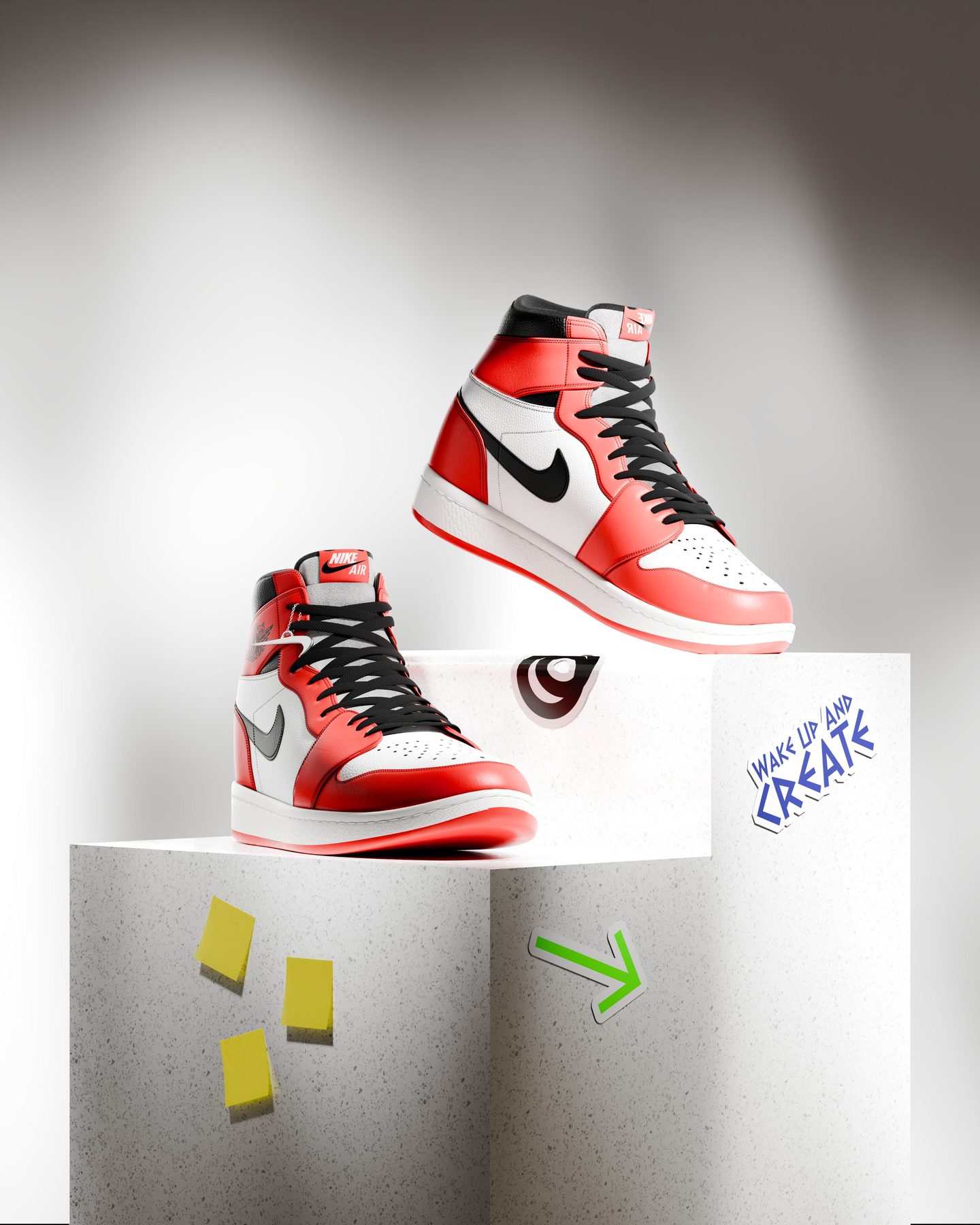 3D rendered sneakers product shot